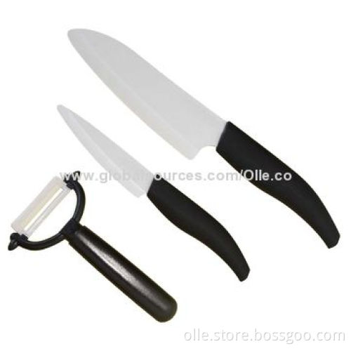 Colorful Handle Ceramic Knife Set with Peeler